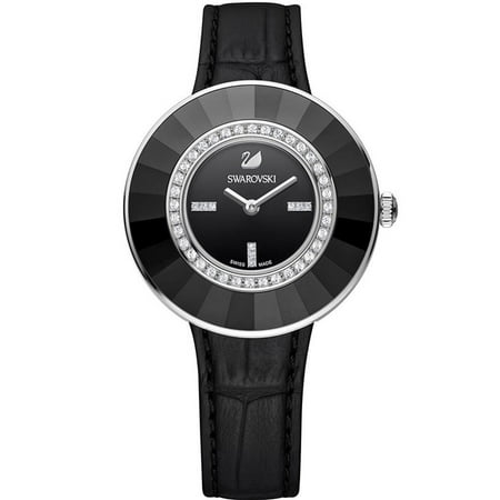 Dressy Leather Watch - Swarovski Women's Octea Dressy 36mm Black Leather Band Steel Case Quartz Analog Watch 5182252