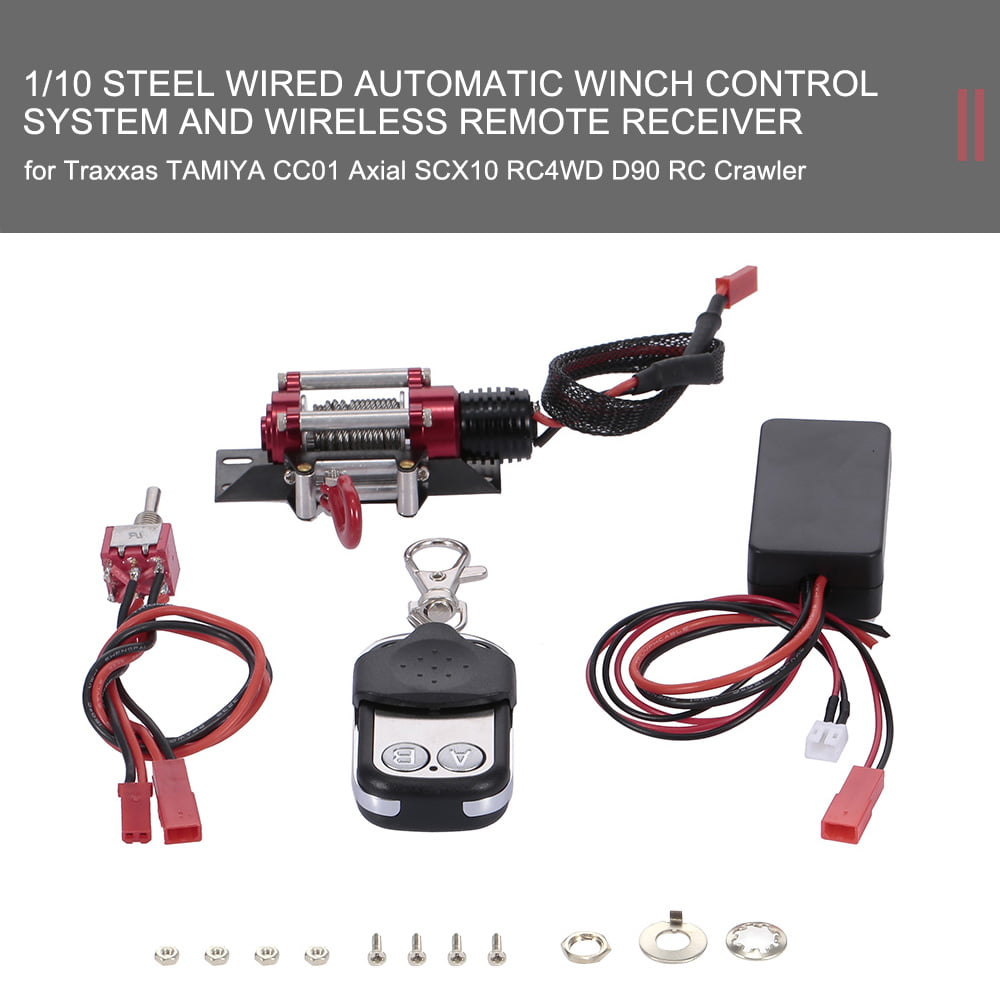 Metal Steel Wired Winch Control Unit for Axial SCX10 1/10th Scale RC Crawler Red 