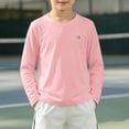 thumbnail image 2 of JIAYUE Boys Girls Breathable Tees Long Sleeve Ice Silk Solid Color Crew Neck Kids Lightweight Mesh Knit Top For Summer Play And Schoolwear, 2 of 5