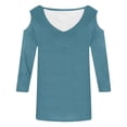thumbnail image 4 of Top de mujer con cuello en V, hombros descubiertos y manga tres cuartos - Poliéster y spandex - Tallas S-XXL, 4 of 4