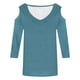 thumbnail image 4 of Top de mujer con cuello en V, hombros descubiertos y manga tres cuartos - Poliéster y spandex - Tallas S-XXL, 4 of 4