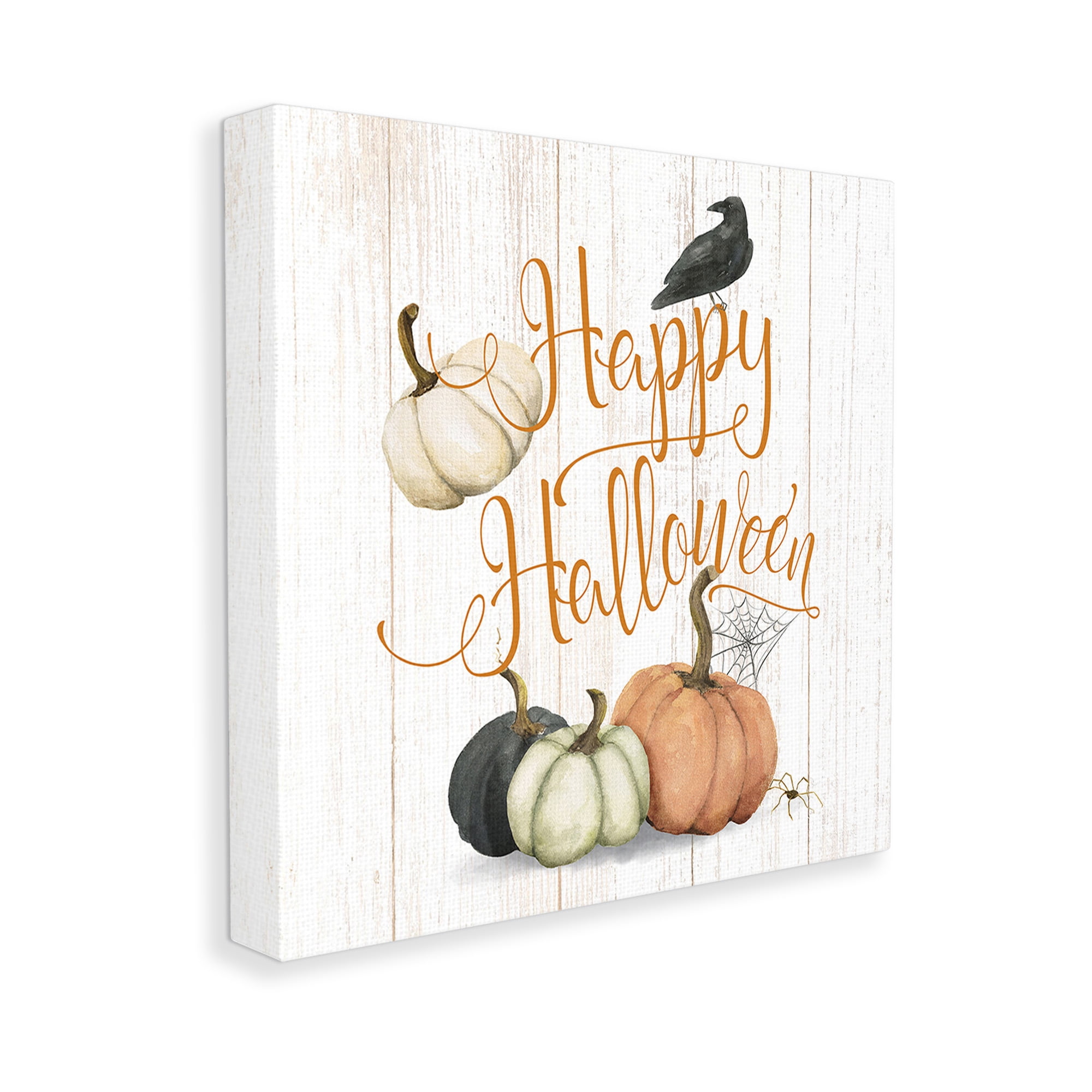 Stupell Industries Rustic Happy Halloween Holiday Painting Gallery Wrapped Canvas Art Print Wall Art, 36 x 36