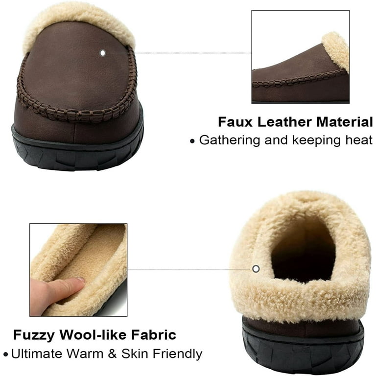  DREAM PAIRS Men's Moccasin Slippers Fuzzy Plush House Shoes  Indoor Outdoor Fleece Lining Loafers | Slippers
