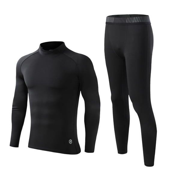 shqvo Mens Thermal Underwear Set with Fly, Long Johns Base Layer Winter Hunting Gear Sport Top and Bottom