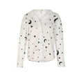 thumbnail image 4 of Aloohaidyvio Plus Size Tops,Fashion Women Long Sleeve Lace Patchwork Button V-Neck Shirt Tops, 4 of 6