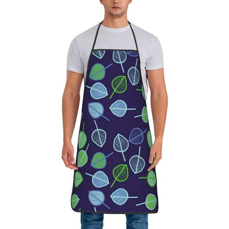 

Chef Aprons for Men and Women - doodles leaves Oil-Resistant Bib Aprons for Cooking Waterproof BBQ Grilling Kitchen Aprons Gifts for Women and Men