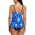 thumbnail image 3 of Sociala Womens V Neck Tankini Suit Mid Rise Bottom With Side Ties Retro Two Piece Swimwear, 3 of 5