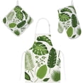 thumbnail image 4 of Dreamtimes Oven Mitts and Pot Holders with Chef Apron 3Pcs Set Tropical Leaves Non Slip Heat Resistant Gloves for Baking Cooking BBQ, 4 of 7