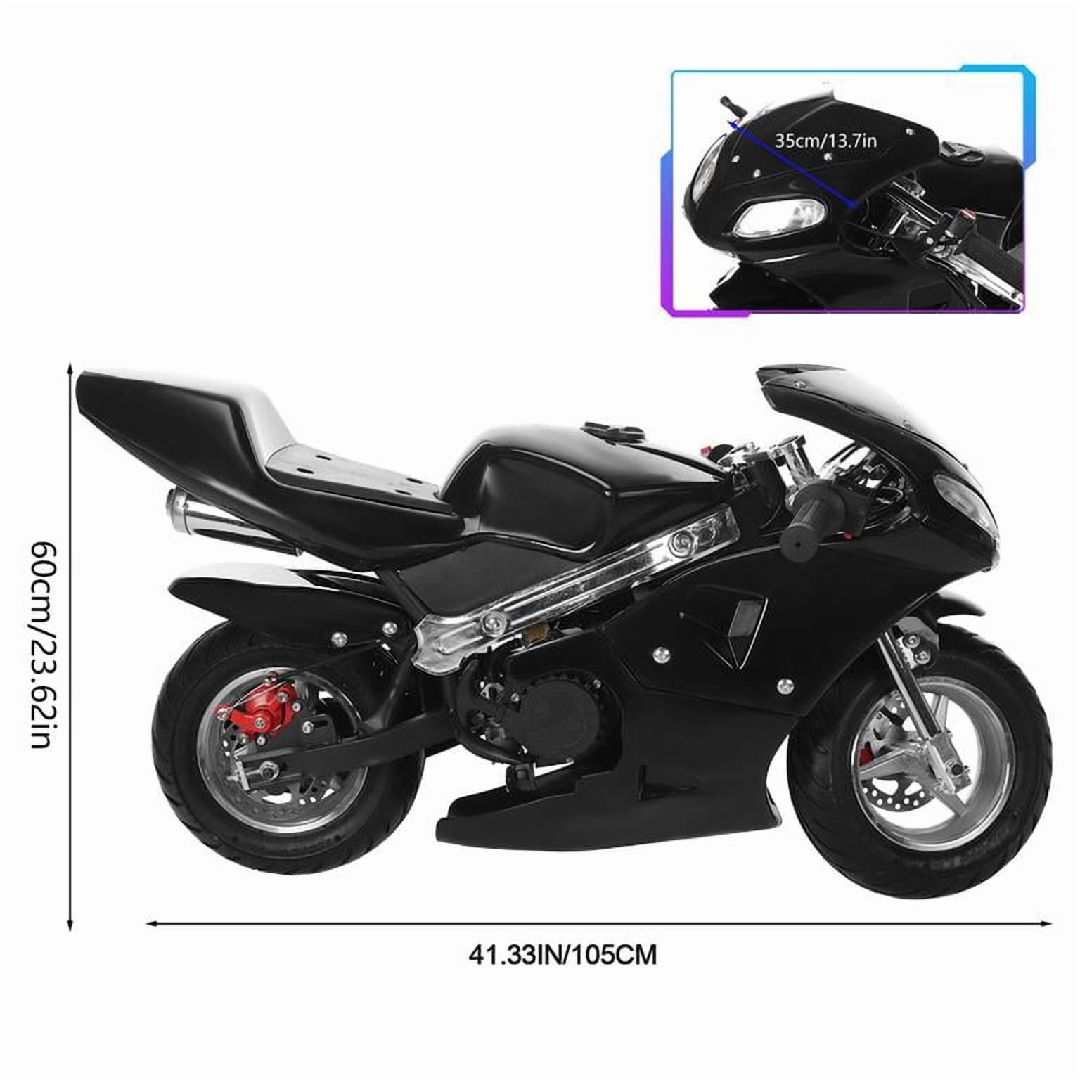 49cc Mini Motorcycle, 2-Stroke Gas Powered Pocket Bike with Dual Headlights, Steel Frame and Disc Brakes, Twist-Grip Throttle for Teens & Adults