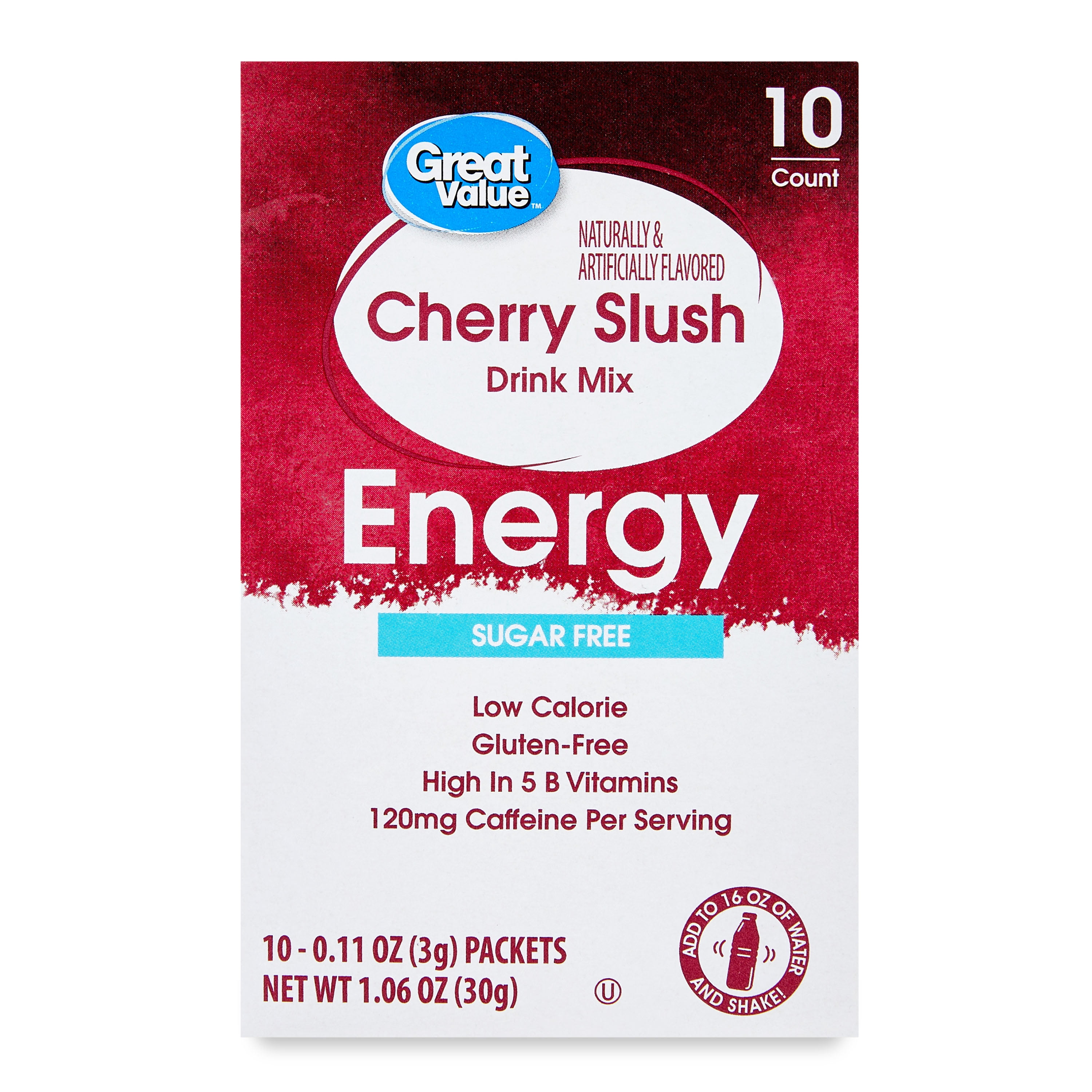 (5 pack) Great Value Energy Cherry Slush Drink Mix, 0.11 oz, 10 Count