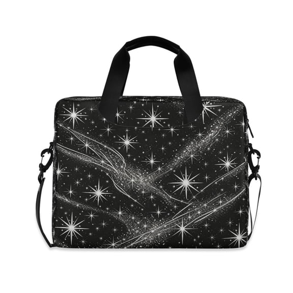 16" Zipper Laptop with Detachable Shoulder Strap Handheld Laptop Sleeve Case Black Flashing Pattern