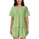 thumbnail image 1 of Fotbe Green Gingham Conjunto de Pijama Estampado para Mujer, 2 Piezas, Ropa de Dormir con Camiseta de Manga Corta y Shorts Suaves-Small, 1 of 6