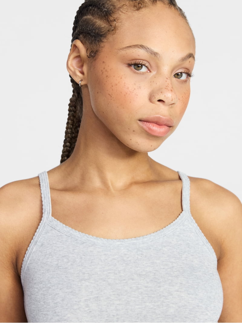 No Boundaries Cotton Stretch Drop Needle Strappy Tank Top, Women's