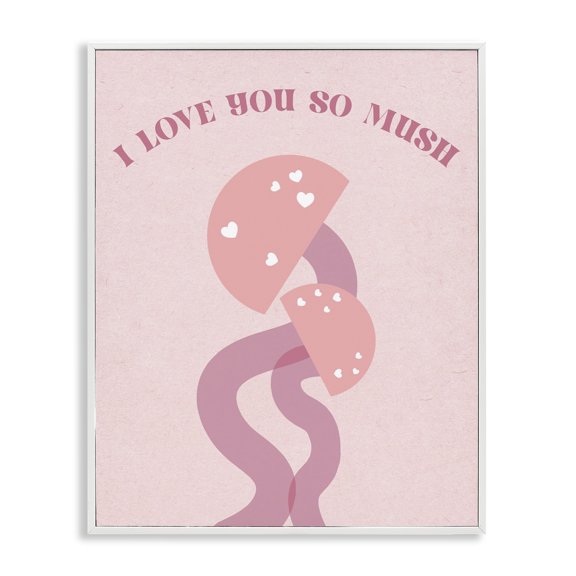 Stupell Industries Modern Love You Pink Mushrooms White Framed Giclee Art, 16 x 20, by Lil' Rue