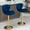 Navy Blue, variant on 24-33Inch Velvet Bar Stools, Counter Height Adjustable Swivel Barstools High Chairs with Back & Golden Metal Base, Stools Chair Footrest for Kitchen Island, Cafe, Bar, Bar Counter(Navy Blue,Set of 2)