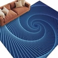 thumbnail image 2 of 8x10 Washable Area Rug, Abstract Non-Slip Extra Large Rectangle Rug for Living Room Bedroom, Blue Stripe Geometric Swirling Shape Modern Art Indoor Floor Mat for Home Decor, 2 of 9