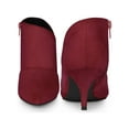 thumbnail image 4 of BLISSFUL STEP Women's Ankle Boots Pointed Toe Kitten Heels Side Zip Faux Suede Booties  Burgundy 9, 4 of 4