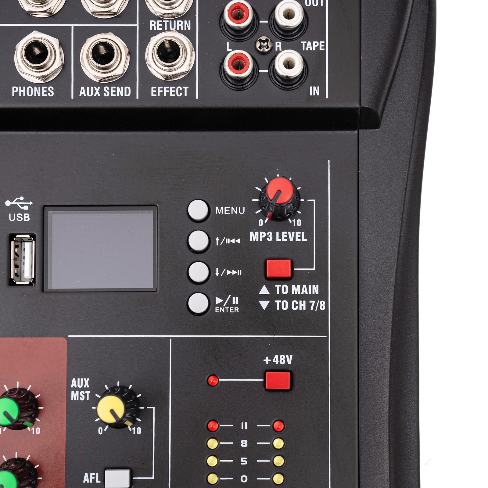 8 Channel Mixing Console Audio Mixer Bluetooth Digital USB MP3 Input 48V Phantom Power Stereo DJ Studio Audio Sound Mixer Console