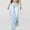 Y-Light Blue, variant on Levmjia Womens Jeans Pants Fashion High Waist Loose Pocket Lace-Up Flared Pants Stretch Cow Jeans Pants