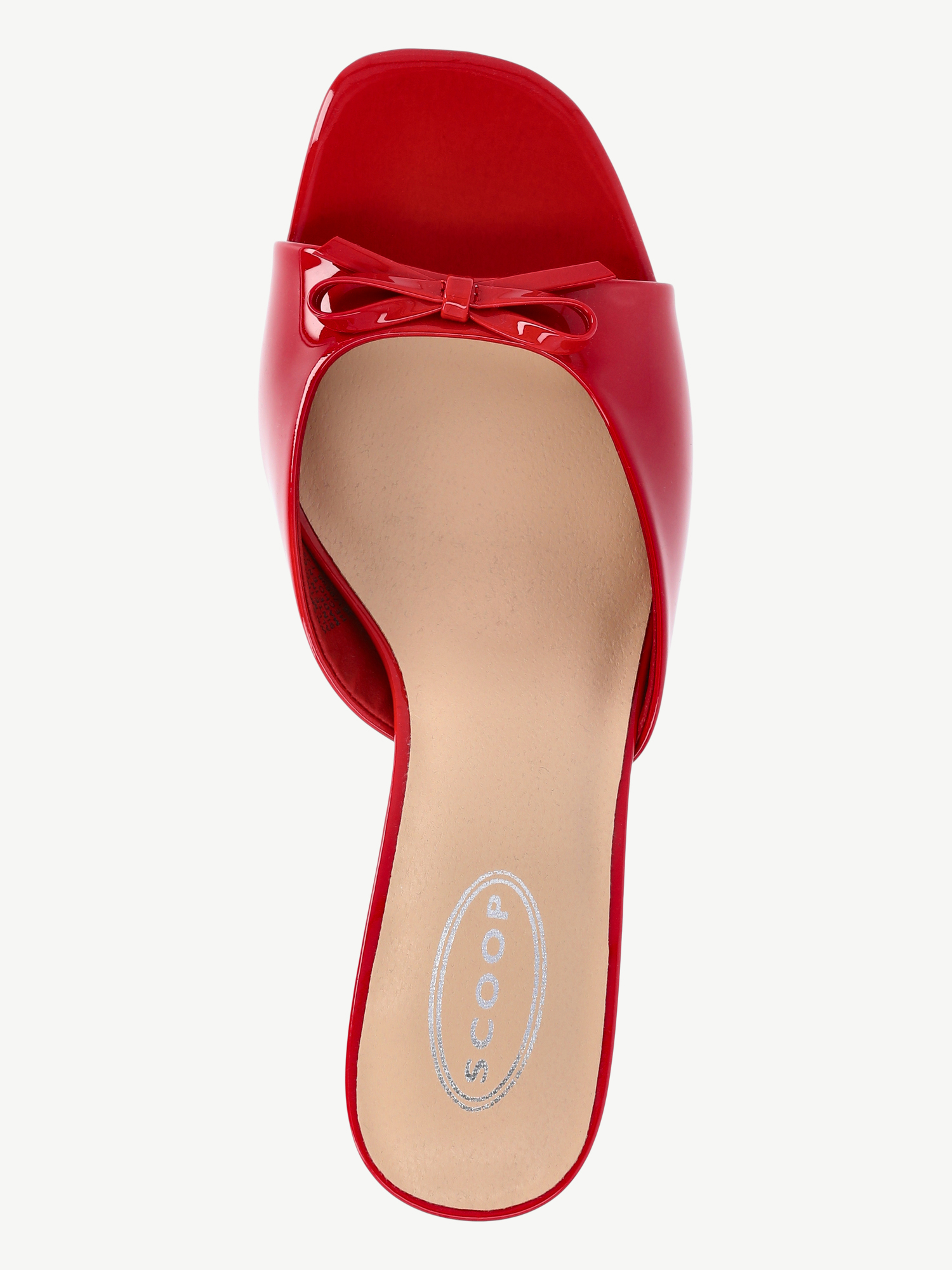 Scoop Women's Patent Faux Leather Open Toe Bow Mule Heels