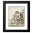 thumbnail image 2 of Jacob van Strij 15x18 Black Modern Framed Museum Art Print Titled - Sitting Man with a Knapsack and a Stick (1784), 2 of 5