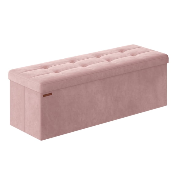 Velvet Storage Ottoman Bench, Foldable Foot Rest with 35-Gallon Capacity for Living Room