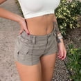 thumbnail image 4 of PBFRDSJ Womens Y2k Cargo Shorts Low Waiste Slim Fit Stretchy Denim Shorts Distressed Streetwear, 4 of 5