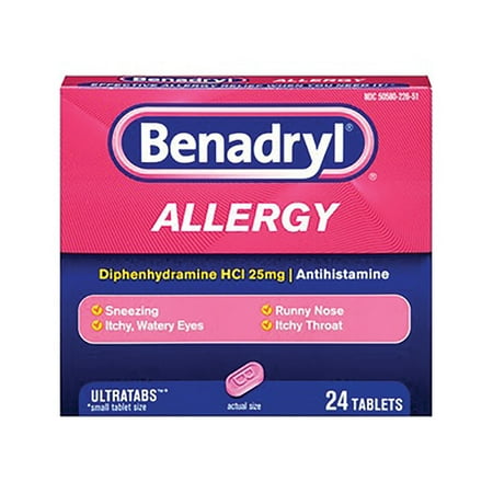 Benadryl Ultratabs Antihistamine Tablets, 25mg-Box of