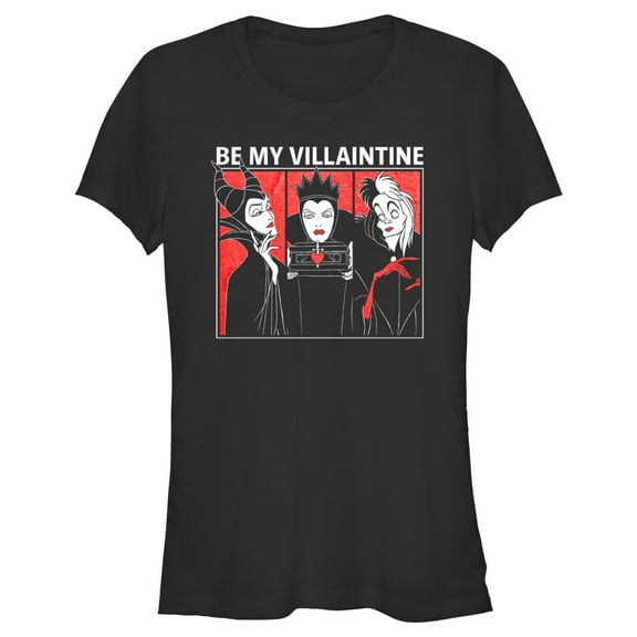 Junior's Disney Be My Valentine Villaintine Graphic Tee Black Small