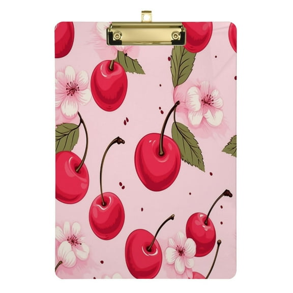 Cherry Flowers Fruit Acrylic Clipboards A4 Standard Letter Size Clipboard 12.5" X 9" Clip Board for Students Teacher Office