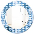 thumbnail image 3 of DESIGN ART Designart 'Indigo Watercolor Geometrical II' Printed Mid-Century Oval or Round Wall Mirror - Blue 20in.x30in., 3 of 5