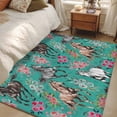 thumbnail image 4 of Rectangle Area Rugs 2.7 x 5 Ft, Pink Flowers Non-Slip Residential Carpet, Black Brown White Horse Country Retro Teal Indoor Crawling Mats Runner Rugs for Living Room/Dining Room/Bedroom, 4 of 8