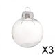 thumbnail image 1 of Paquete de 2-4 adornos de bolas de Navidad transparentes, suministros de fiesta para Navidad, 6cm, Argent 3 piezas, 1 of 10