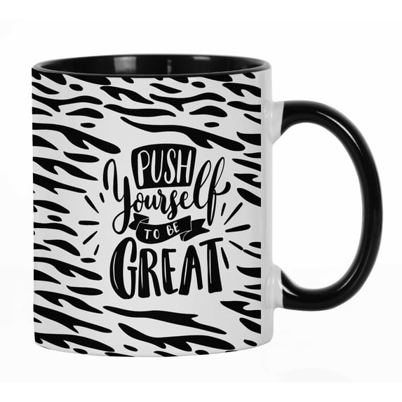 Inkdotpot Push Yourself To Be Great 11 Oz Ceramic Coffee Mug Positive Quotes Employee Boss Coworkers Birthday GIft-Black