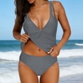 thumbnail image 5 of TaTaai Women's Tankini Two Piece Swimsuit Adjustable Spaghetti Straps Back Tie Design Soft Breathable Fabric Comfortable Casual Swimwear for Beach Pool Vacation Gift, 5 of 9
