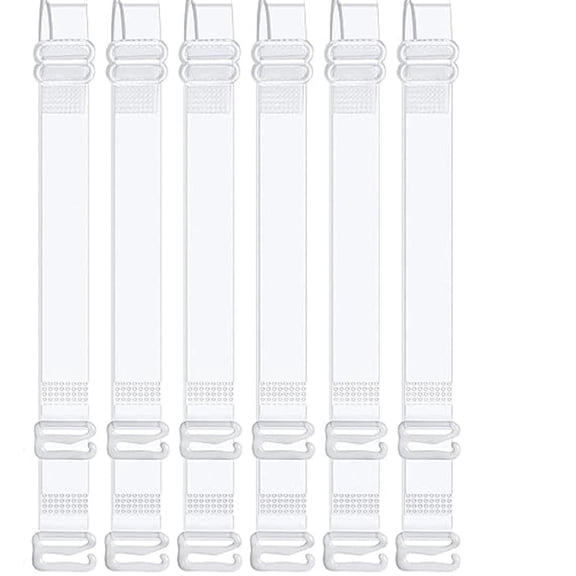 Leeye 6 Pairs Clear Adjustable Bra Straps, Non- Invisible Replacement Shoulder Straps with Metal Hooks for Strapless Dresses &