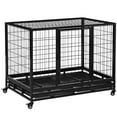 thumbnail image 2 of PawHut 43" Heavy Duty Dog Crate, Indestructible Dog Cage Kennel with Removable Tray, Lockable Wheels and Double Door, for Large and Extra Large, Black, 2 of 9