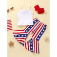 thumbnail image 2 of Bagilaanoe 4th of July Clothes for Toddler Baby Girls Sleeveless Camisole Tops +Stars Striped Flare Trousers + Hairband 6M 12M 18M 24M 3T 4T Kids 3pcs Independence Day Long Pants Set, 2 of 9