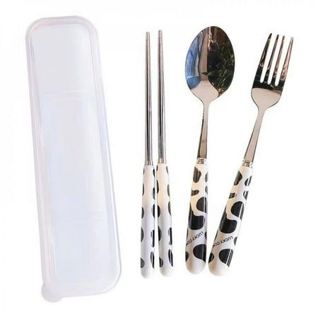 

Clearance Sale Home 2Pcs/3Pcs Set Dinnerware Portable 304 Stainless Steel Spoon fork Chopsticks Set Travel Cutlery Tableware with Bag Cutlery Gift