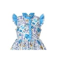 thumbnail image 4 of Girls Dress Blue Floral Vintage Ruffle Collar Flutter Flare Sleeve 12 Years, 4 of 6