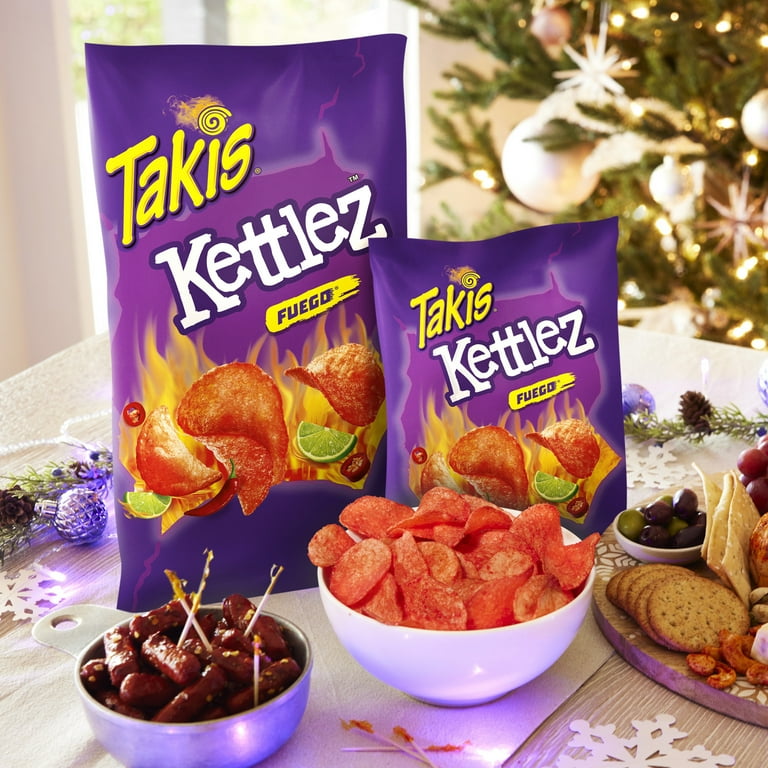 Takis Fuego Kettlez 8 oz Sharing Size Bag, Hot Chili Pepper & Lime Kettle-Cooked Potato Chips