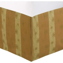 Cozy Line Home Fashions Pattered Stripe Brown Tan Bed Skirt, Dust Ruffle with Split Corners, 16" Drop (Queen, Twin)