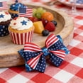 thumbnail image 6 of 2 Pcs 4th of July Glitterbow Hair Clips,Red White Blue stripe Hairpins Barrettes for Women'S Independence Day Outfits Decor Stuff Gift,7.48 Inch, 6 of 6
