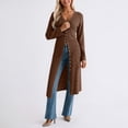 thumbnail image 2 of QHFBli Womens Long Cardigan Sweaters Oversized Bell Sleeve Open Front Button Down Casual Knit Fall Midi Dress, 2 of 5