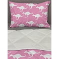 thumbnail image 3 of Kangaroo Comforter & Sham Bedding Set, Silhouette of Jumping Adult Kangaroo Animal Pattern in Diagonal Alignment, 3 pcs Duvet Set Microfiber Filling Quilt, 5 Sizes, Pink and White, by Ambesonne, 3 of 4