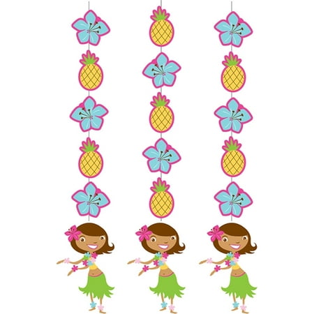 Pink Luau Fun Hanging Cutouts (3 ct)