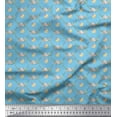 thumbnail image 1 of Soimoi Blue Cotton Voile Fabric Leaves,Floral & Bird Stripe Print Fabric by Yard 42 Inch Wide, 1 of 3