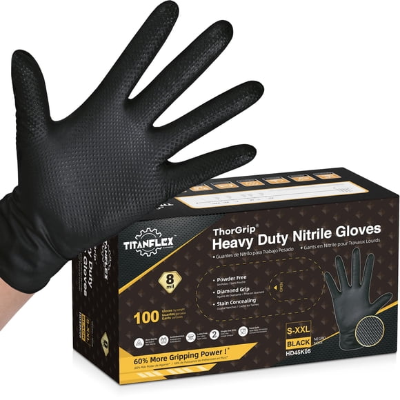 Guantes desechables TitanFlex ThorGrip Heavy Duty Black Nitrile