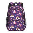 thumbnail image 2 of Unicorn and Heart Purple Pattern Backpack for School, Cute School Bag with Adjustable Shoulder Straps and Padded Back, 16.9"x12.6"x5.9", 2 of 5