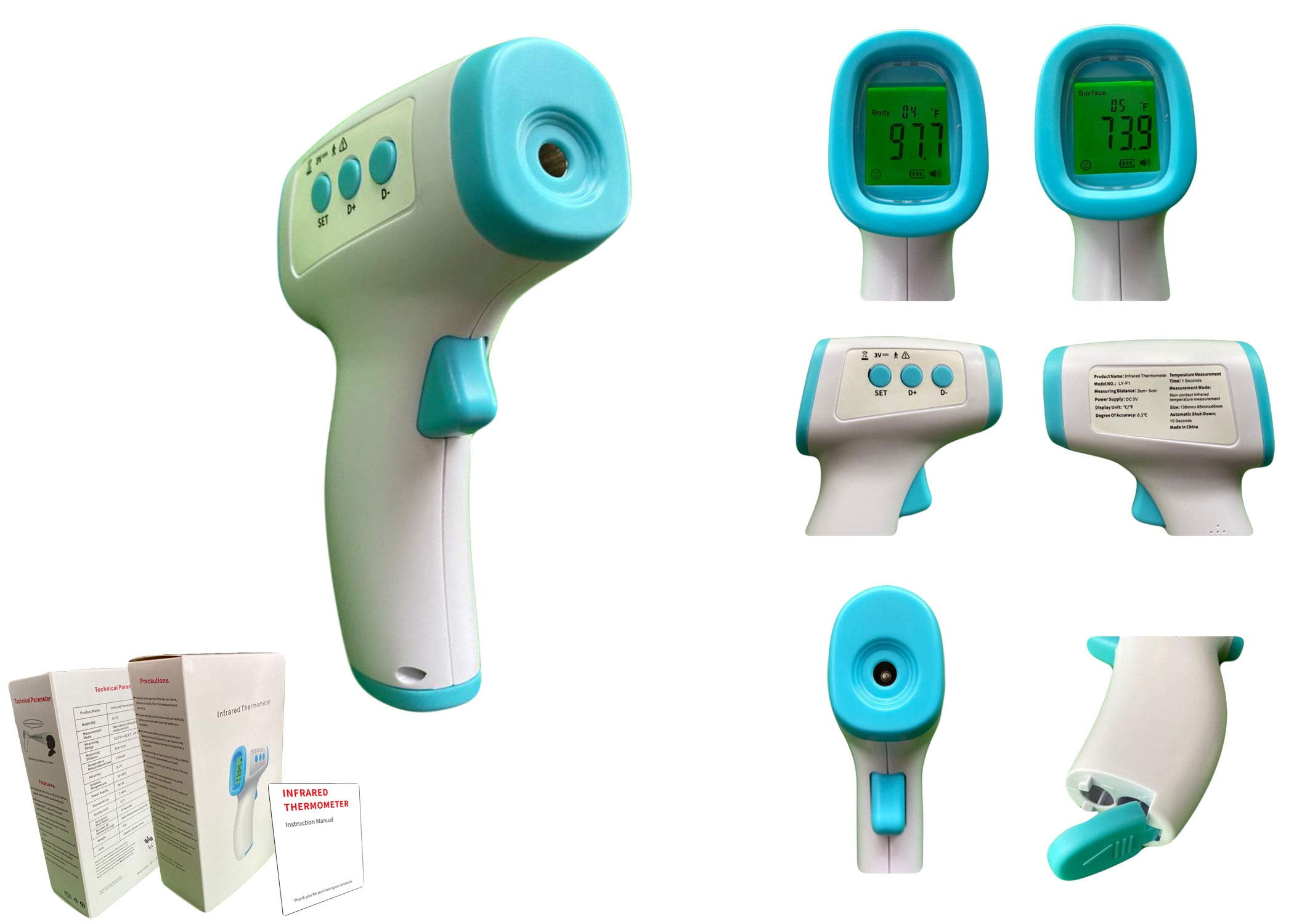 Digital Infrared Thermometer for Adults/Children, Touchless, Non-Contact Accurate Measurement, Optional Fahrenheit/Celsius, Clear Display Screen, Alerts on Low and High Temperature